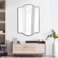 JONATHAN Y MIR205A Louisa 24 in. W x 36 in. H Medium Scalloped Rectangular Metal Framed Wall Mirror, for Bathroom, Living Room, Bedroom, Black