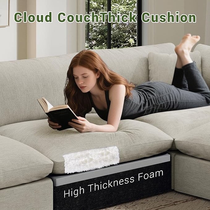 Modular Sectional Sofa,Extra Comfty Deep-Seat-Filled Couch,6 Seat U Shape Sofas with Movable Ottoman, Modern Couches for Living Room, Apartment, Office,Small Space