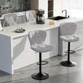 Bar Stools Set of 4,Adjustable Swivel Barstools, Faux Leather Bar Chairs,Upholstered Counter Height with High Backrest for Kitchen Island, Light Grey