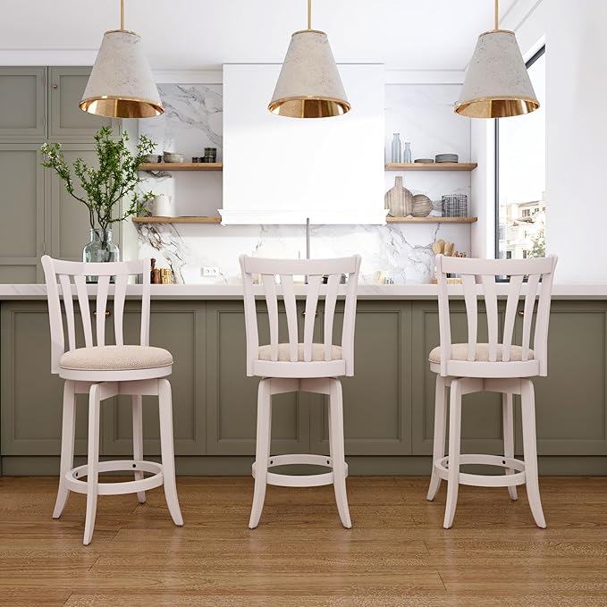 Hillsdale 25.5" Savana Wood Swivel Counter Height Stool, White