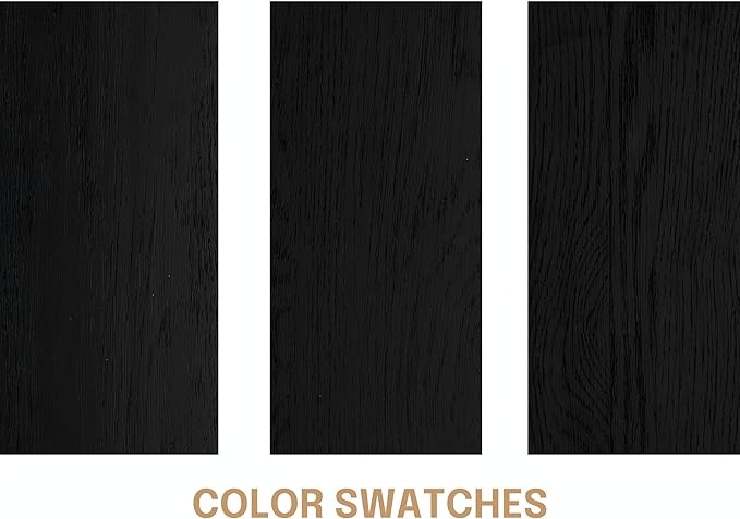 NTC Gem Wooden Bed Frame with Headboard and Natural Rattan, Solid Oak Foundation with Silent Slats, 1000 Lb Capacity, Effortless Assembly, Queen - Burnt Black