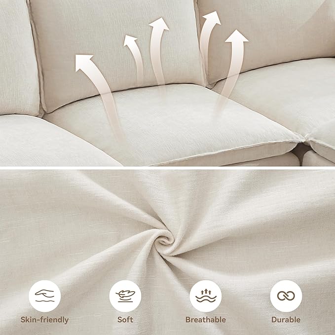 30" Cloud Modular Single Sofa Chair with Storage Ottoman, Modern Upholstered Accent Chair with Storage, Chenille Reading Lounge Armchair for Living Room, Bedroom, Small Space, Beige
