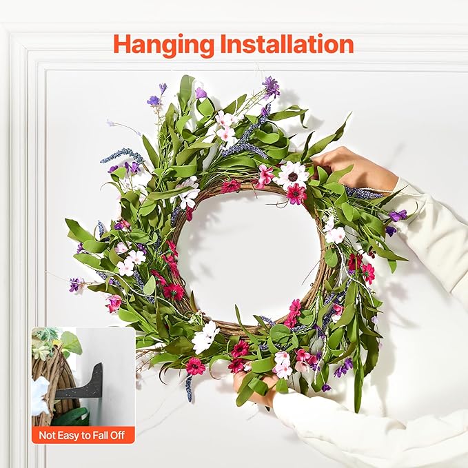 VEVOR Spring Wreath for Front Door 22 Inch - Large Artificial Flower Wreath with Daisy & Lavender, Year-Round All Season Outdoor Indoor Door Decor