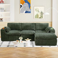 114" Cloud Boneless Sectional Couches for Living Room, Modular Sectional Sofa with Cup Holder, Cozy Fluffy L Shaped Deep Seat Boneless Couch with Storage Pocket, No Assembly Required, Green