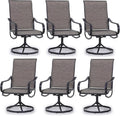 PHI VILLA Patio Swivel Dining Chairs Set of 6 Outdoor Metal Chair with Textilene Mesh Fabric, Patio Gentle Rocker Chair, Black Frame for Deck Garden