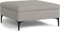 SIMPLIHOME Rebecca 36 inch Wide Contemporary Square Mid Century Coffee Table Storage Ottoman with Lift Up Lid in Cloud Grey Polyester Linen, Assembled, For the Living Room, Entryway and Family Room