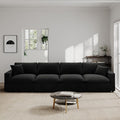 Modern Sectional Linen Couch for Living Room,4 Seat Modular Cloud Sofas,Detachable Couch Cushion Covers,Cozy Feather Down Sofa for Apartment Black