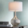 Possini Euro Design Swift Modern Table Lamp 30 1/2" Tall Mercury Glass Chrome Metal Neck Twin Double Drum Shade Decor for Bedroom Living Room House Bedside Nightstand Home Office Entryway Family