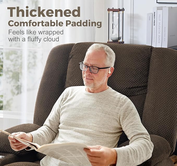 ABCASA Oversized Dual Motor Lay Flat Power Lift Recliner Chair, Massage Recliner with Heat for Living Room, Lumbar Pillow, USB & Type-C Ports, Oversized Recliner for Elderly & Big People - Brown