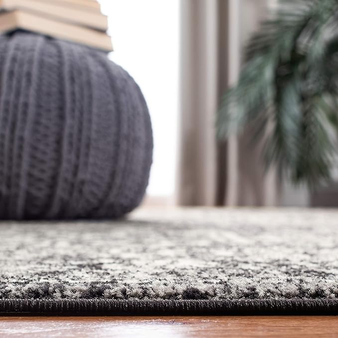 SAFAVIEH Evoke Collection 2'2" x 4' Black / Grey EVK256R Oriental Distressed Non-Shedding Living Room Bedroom Accent Rug
