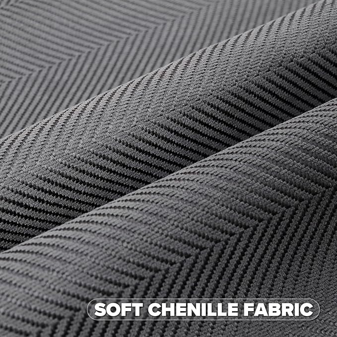 FUTEI Dark Grey Chenille Throw Pillow Covers 20x20 Inch Set of 2,Soft Wide Chevron Textured Cushion Case,Farmhouse Home Decor for Couch Bed Living Room