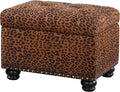 Convenience Concepts Designs4Comfort 5th Avenue Upholstered Storage Ottoman 24" - Contemporary Foot Stool and Seat with Hinged Lid for Living Room, Dining Room, Office, Forest Leopard Print Fabric
