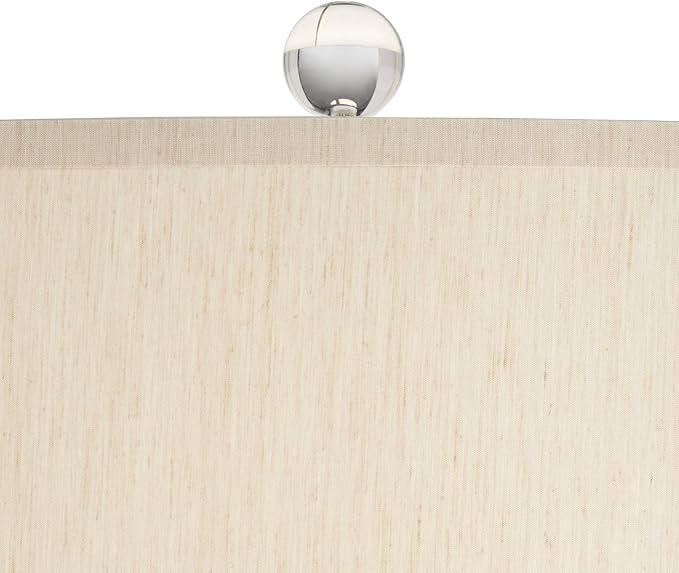 Possini Euro Design Teresa Modern Style 3-Way Table Lamp with Table Top Dimmer 31" Tall Teal Blue Ceramic Beige Fabric Drum Shade for Living Room Bedroom House Bedside Home Entryway (Color
