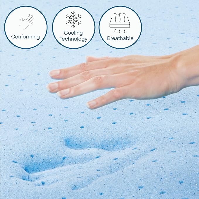 Cool Gel 6 Inch Queen Memory Foam Mattress Medium Firm, Memory Foam Mattress Queen Size Cooling, Made in the USA, 6" Depth with Pressure Relief, CertiPUR-US Certified No Fiberglass, CoolGel Bed