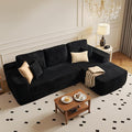 104" Cloud Sectional Couch with Chaise, Boneless L-Shaped Cloud Couch with Deep Seat, Corduroy Modern Minimalist Sofa, Assembly Free Comfy Sofa for Office Living Room Apartment(Black, Right Chaise)