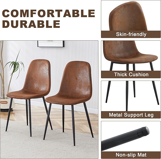 7 Piece Dining Table Set，Dinner Table Set for 6，71'' Dark Wood Kitchen Table and Suede Nap Fabic Chairs Set of 6，6 Chair Dining Table Set for Kitchen Dining Room