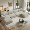 Modular Sectional Sofa,Extra Comfty Deep-Seat-Filled Couch,6 Seat U Shape Sofas with Movable Ottoman, Modern Couches for Living Room, Apartment, Office,Small Space