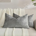 FUTEI Dark Grey Flannel Throw Pillow Covers 12x20 Inch Set of 2,Soft Dimensional Textured Lumbar Pillow Cases,Modern Home Decor for Couch Living Room