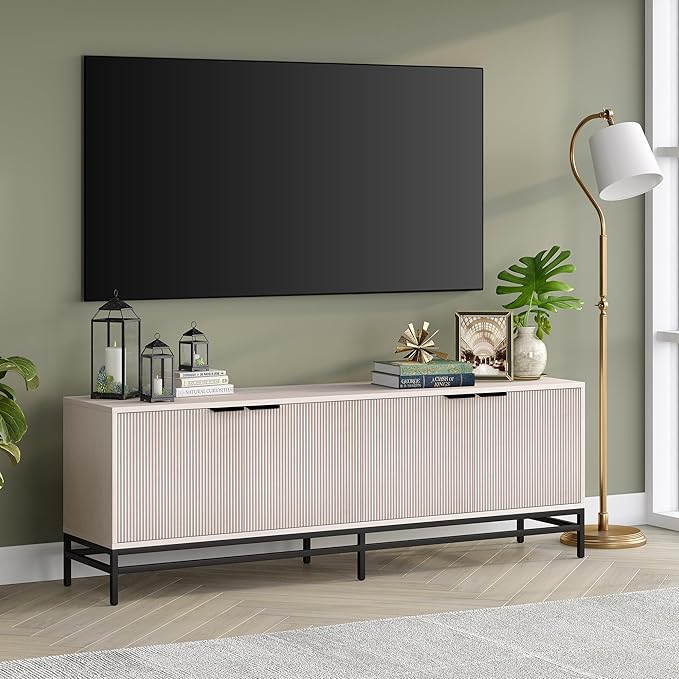 Henn&Hart Montello TV Stand, 70" Wide, White