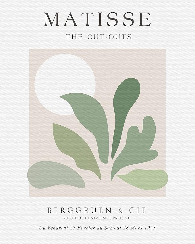 Unframed Sage Green Wall Art Set of 3,12x16IN Abstract Matisse Wall Decor,Quality Canvas Prints Posters Decoration for Bathroom Living Room Bedroom