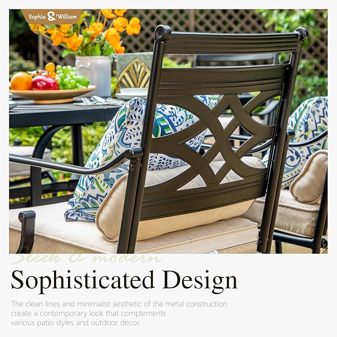Sophia and William Patio Dining Chairs Set of 4, Outdoor Metal Armchairs, Outdoor Dining Chairs