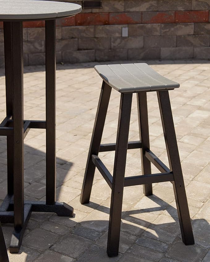 POLYWOOD 2012-FWHGR Contempo Bar Height Saddle Seat Barstool, White Frame, Green