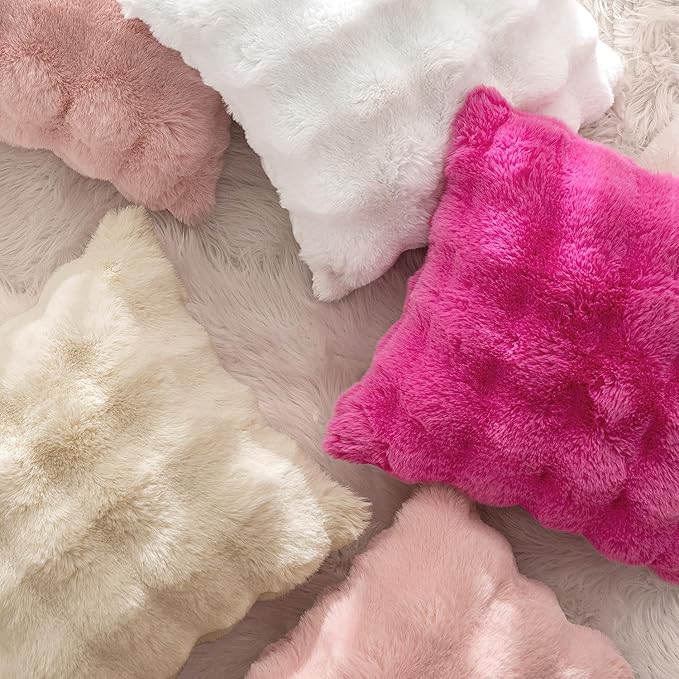 MIULEE Faux Fur Pillow Covers Thick Soft Plush Christmas Lumbar Throw Pillows Luxury Home Decor for Winter Holiday Couch Bedroom Living Room Sofa,12x20 Inch Pack of 2 White