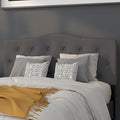 EMMA + OLIVER Tufted Upholstered Full Size Headboard in Dark Gray Fabric