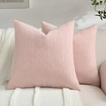 FUTEI Pink Chenille Throw Pillow Covers 20x20 Inch Set of 2,Soft Striped & Diamond Textured Cushion Cases,Modern Home Decor for Couch Living Room