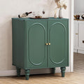 ORRD Fluted Storage Cabinet, Modern Credenza Wooden Accent Sideboard Buffet Cabinet with Adjustable Shelves and Solid Wood Legs, Console Table for Kitchen Dining Living Room Entryway, Green