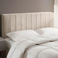 Hearth & Harbor Upholstered Twin Headboard - Easy Assemble Channel Stitched Headboard Twin Size - Wall Mounted Headboards with 3D Soundproof Wall Panels Peel & Stick Floating Headboards, Beige