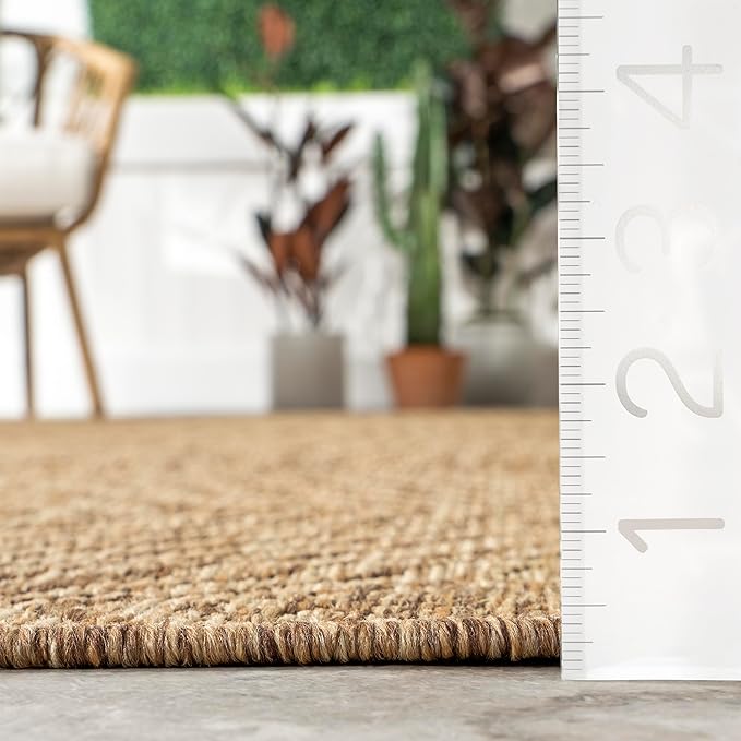 Nuloom Ranya Light Brown/Ivory, 8' x 10', Tribal Geometric, Soft and Cozy, High Traffic, Stain Resistant, Easy Clean, Durable Area Rug for Indoor/Outdoor Patio, Deck, Porch, Garden, Courtyard