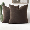 FUTEI Pack of 2 Dark Coffee Decorative Throw Pillow Covers 24x24 Inch Soft Cozy Solid Boucle Textured European Cushion Case,Modern Home Decor for Couch Bed Living Room