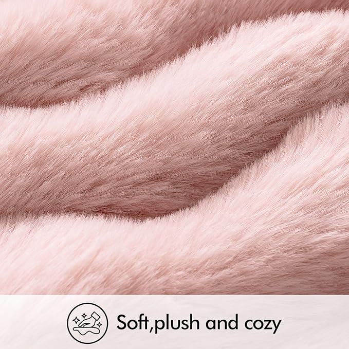 MIULEE Faux Fur Pillow Covers Thick Soft Plush Lumbar Throw Pillows Luxury Home Decor for Couch Bed Bedroom Living Room Sofa,12x20 Inch Pack of 2 Light Pink