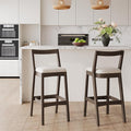 Christopher Knight Home Yone Counter Height Bar Stools Set of 2, Comfy Fabric Upholstered Bar Stool for Kitchen Island, Wooden Dining Room Chair, Barstools with Footrest/Backrest, Beige + Dark Brown