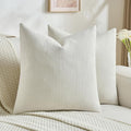 FUTEI Cream Decorative Throw Pillow Covers 26x26 Inch Set of 2,Soft Cozy Wheat Ear Striped Patterns Euro Pillow Shams,Modern Home Decor for Couch Bed Living Room