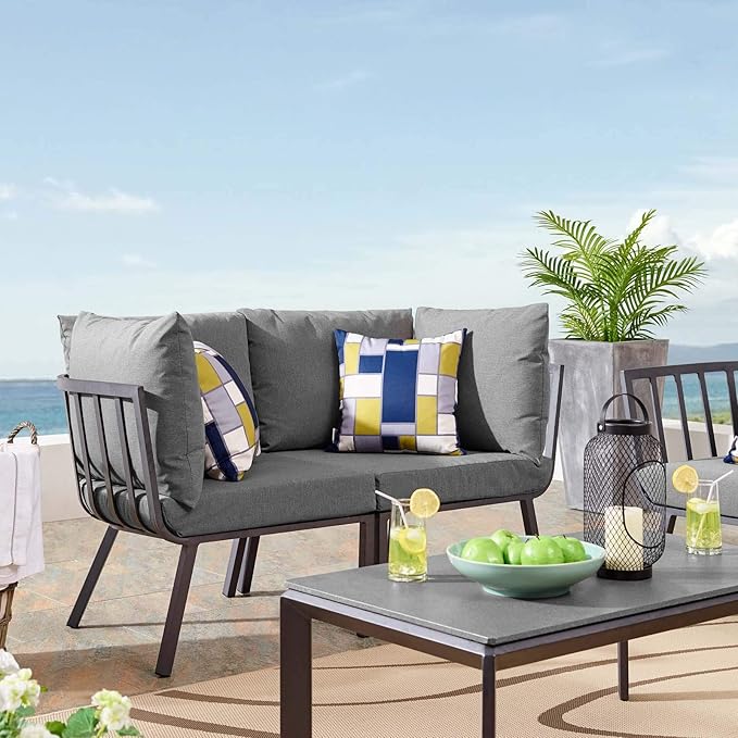 Modway Riverside Outdoor Furniture, 2-Piece Set, Gray Charcoal