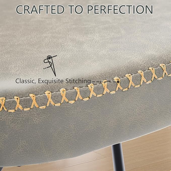 Rattan Dining Chairs Set of 6, Beige Leather Upholstered Dining Chairs with Rattan Cane Back, Mid Century Modern Dining Room Chairs with Black Metal Legs & D-Shaped Thicken Cushion, Beige