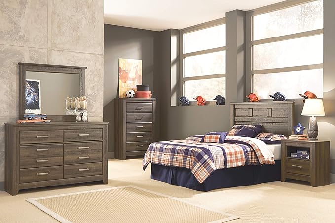 Signature Design by Ashley Juararo Rustic 5 Drawer Chest of Drawers, Aged Dark Brown