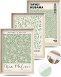 HesenDot Framed Matisse Sage Green Wall Art,William Morris Canvas Wall Decor,16x12IN High Framed Wood Design Prints,Minimalist Classic Decor Aesthetic for Living Room,Bedroom,Bathroom Set of 3