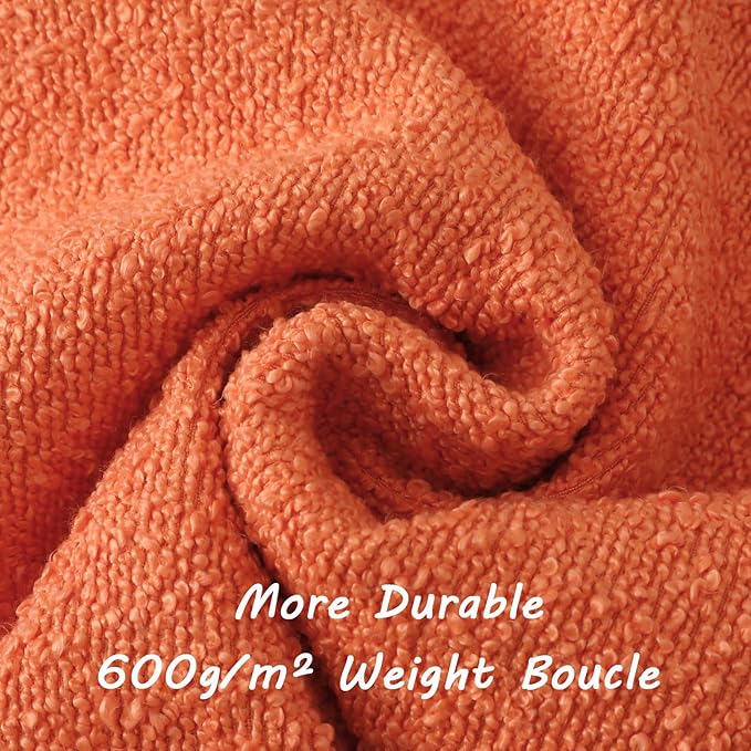 FUTEI Pack of 2 Orange Decorative Throw Pillow Covers 20x20 Inch Soft Cozy Solid Boucle Textured Cushion Case,Modern Home Decor for Couch Bed Living Room