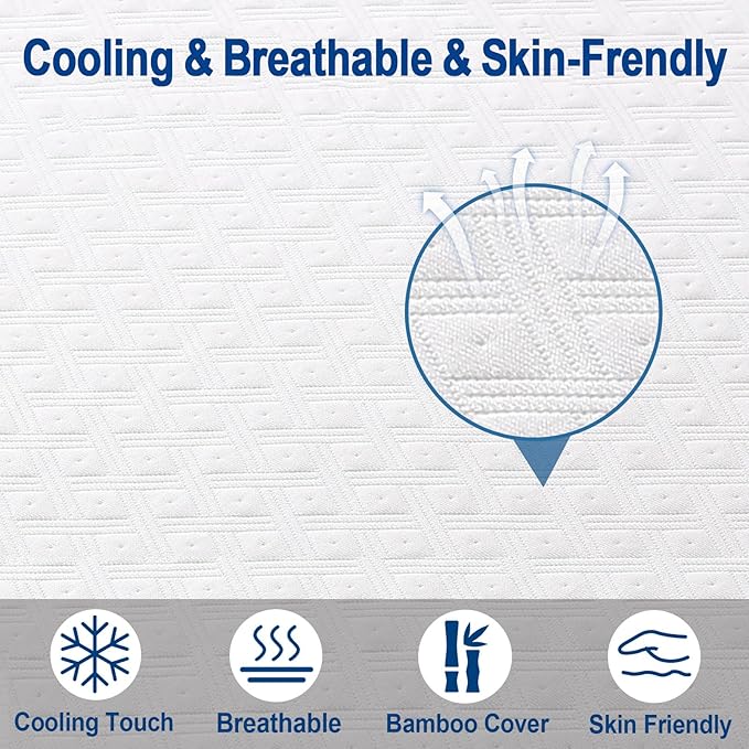 EDILLY 3 Inch Cooling Gel Memory Foam Mattress Topper California King Size,with Removable & Washable Bamboo Cover,Soft Breathable Mattress Pad,Bed Topper for Back Pain Relief (72x84)