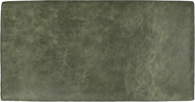 SIMPLIHOME Morrison 49 inch Wide Large Rectangular Ottoman in Moss Green Genuine Leather, Multifunctional Footrest, Coffee Table, and Extra Seating for Living Room, Mid-Century Modern Style
