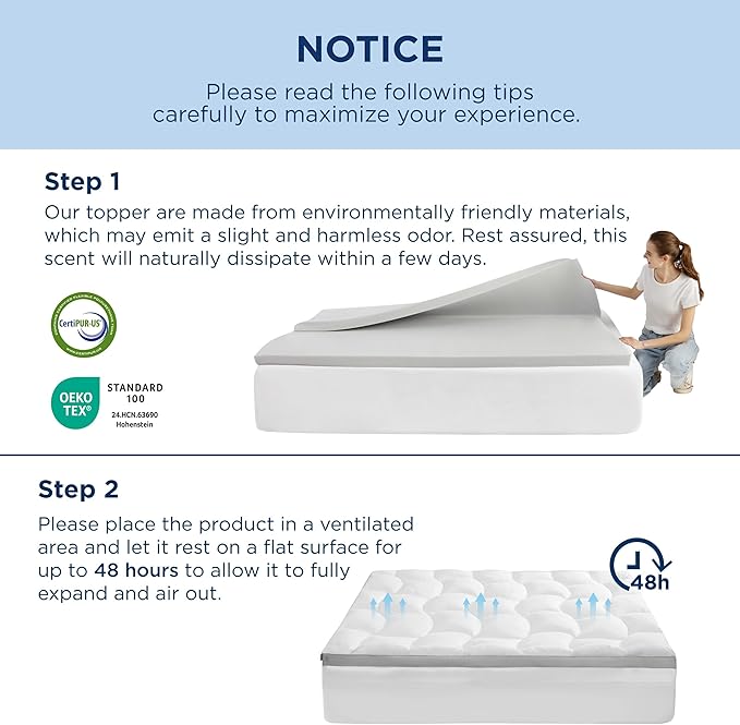 Bedsure 4 Inch Memory Foam Queen Mattress Topper, Dual Layer 2.5 Inch Gel Memory Foam & 800 GSM Waterproof Pillow Top Cooling Mattress Pad with 8-21 Inch Deep Pocket (Queen, 60x80 Inches)