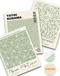 HesenDot Matisse Sage Green Wall Art Set of 3,William Morris Wall Art Decor,12x16IN Truly Quality Canvas Wall Art Pictures,Yayoi Kusama Print, Unframed Fabric wall art,Art poster decoration for