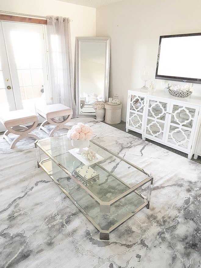 SAFAVIEH Craft Collection Area Rug - 10'6" x 14', Grey & Silver, Modern Abstract Design, Non-Shedding & Easy Care, Ideal for High Traffic Areas in Living Room, Bedroom (CFT877G)