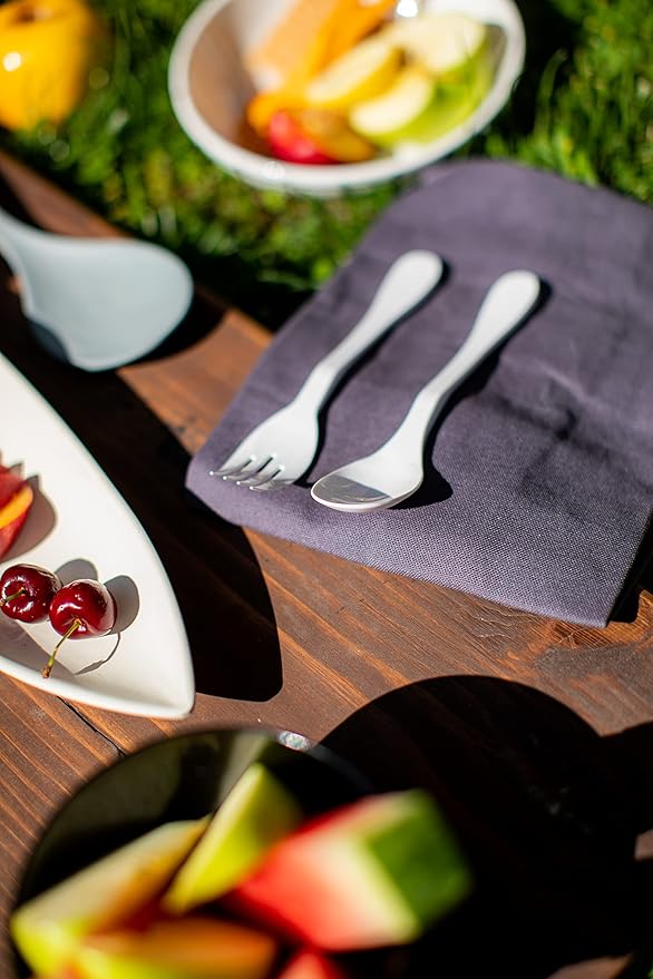 Eco Fork Open Stock, Bulk 12 Piece Set, White Reusable Bamboo