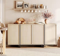 WAMPAT Modern Sideboard Buffet Cabinet with 4 Doors, Multifunctional Sideboard with Large Storage and T-Shaped Legs, Coffee Bar Cabinet Storage Cabinet for Kitchen, Living Room, Light Oak