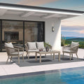 PURPLE LEAF 4 Pieces Patio Conversation Set Outdoor Wicker Furniture with Aluminum Table and Rattan Chairs Sofa Cushions Included for Porch Backyard Garden Balcony Champagne