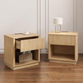 Christopher Knight Home Kyla Set of 2 Nightstand with Charging Station, Wooden Bedside Table/End Table with Outlet & USB Port for Bedroom/Living Room, Multipurpose Storage Cabinet with Drawer, Natural